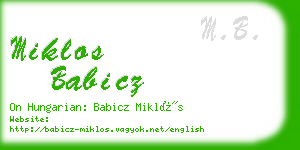 miklos babicz business card